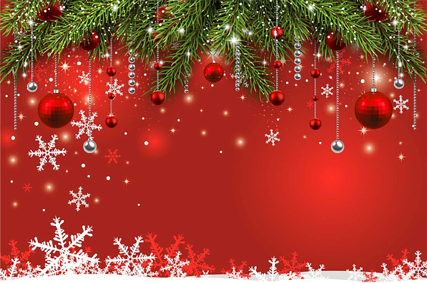 XCKALI Glitter Sparkle Red Christmas Snowflakes Backdrop No Wrinkles Merry Xmas Party Decoration Xmas Family Baby Shower Decoration Winter Snowflakes Photography Backdrop (10x8ft)