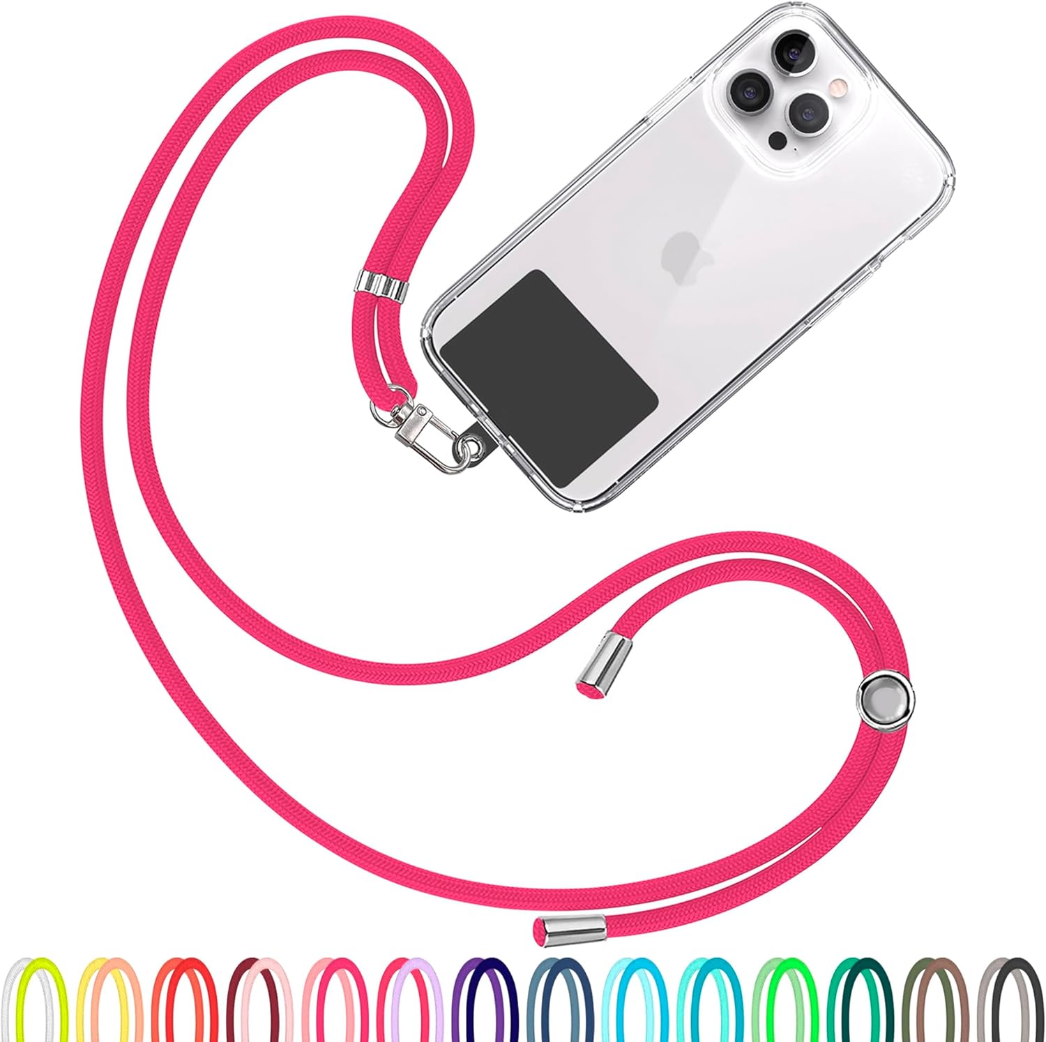 TBOC Cell Phone Lanyard [Fuchsia] – Comfortable Universal Smartphone Lanyard – Easy to Use Neck Phone Holder [Black Patch] – Adjustable Length Phone Strap Crossbody – Fits All Mobile Phones