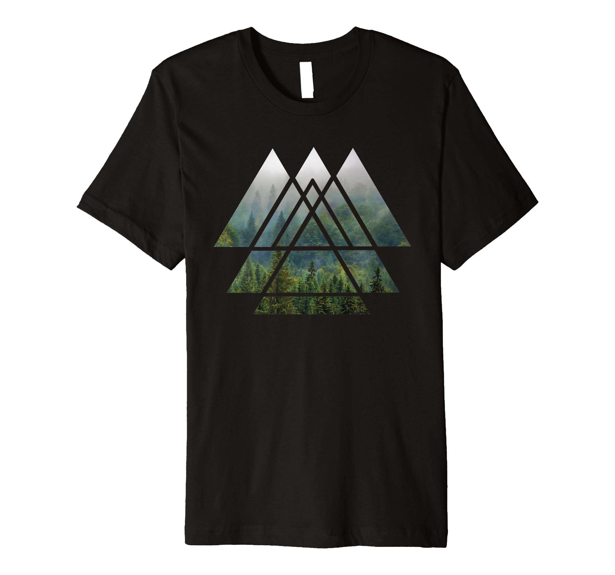Sacred Geometry Triangles - Misty Forest T Shirt Design