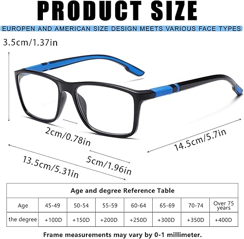 Miniatura 7 de Viseng Paquete de 5 lentes de lectura con bloqueo de luz azul para mujeres y hombres con filtro antideslumbrante ligeros de estilo deportivo