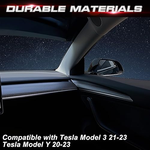 Miniatura 5 de Xotic Tech Set - Kit combinado de panel de tablero interior + cubierta de moldura de puerta, patrón de fibra de carbono mate, compatible con Tesla