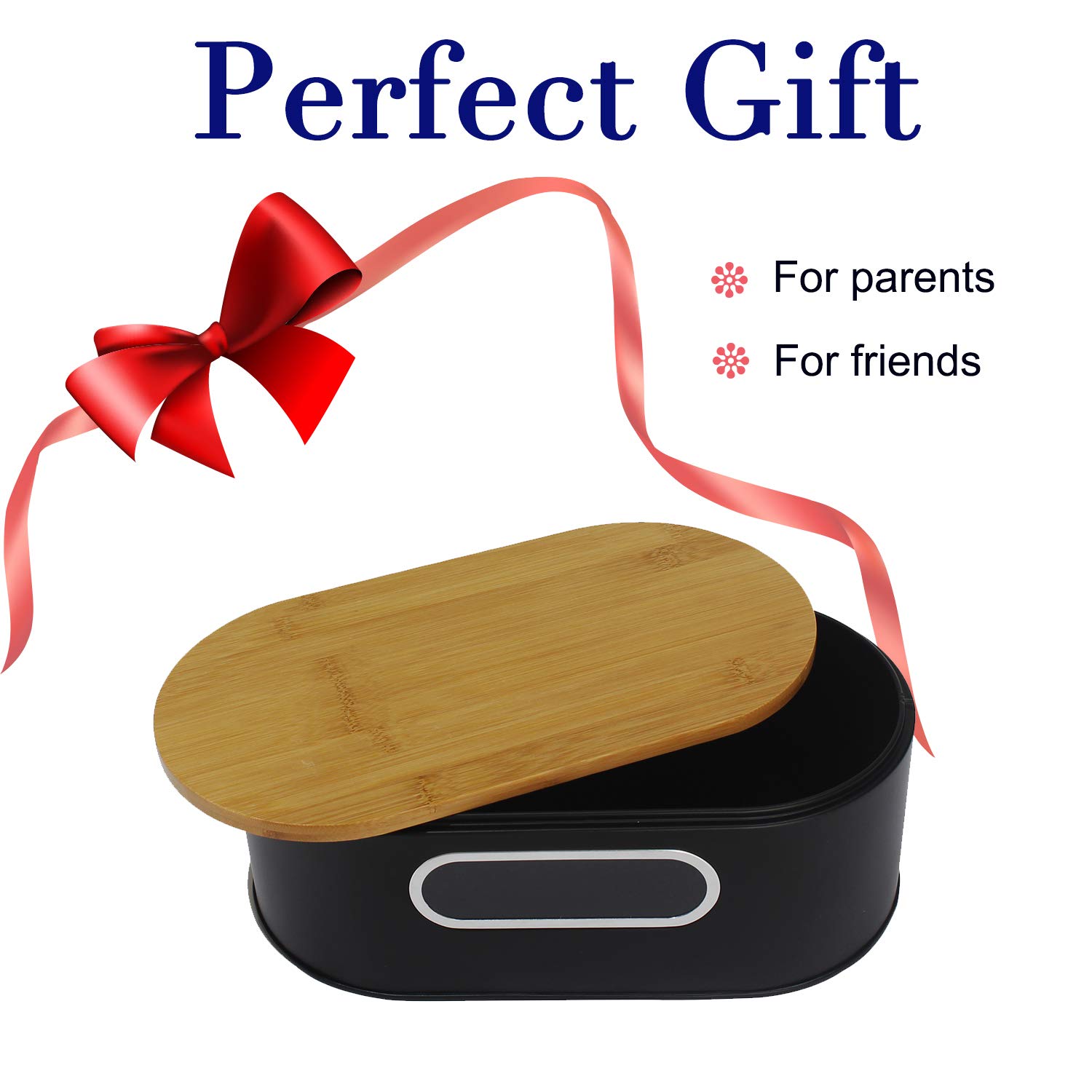 Buy 4W Bread Box Farmhouse Bread Boxes for Kitchen Countertop, Black