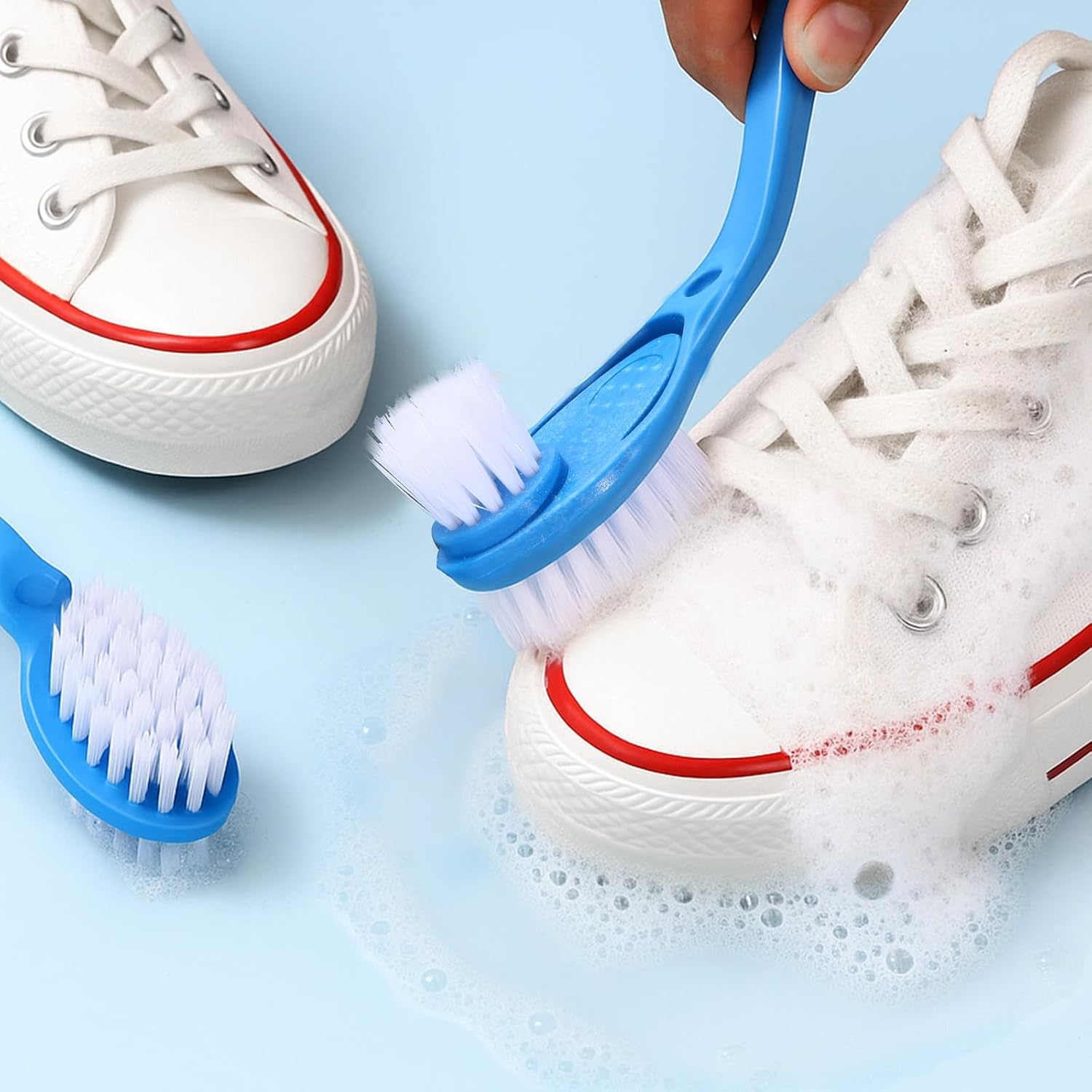 2Pcs 10in Shoes Cleaning Brushes, Double Sided Shoe Sole Cleaner Insider Shoe Wash Cleaner Large Boot Scrubber Cleaner Tool Kits, Blue