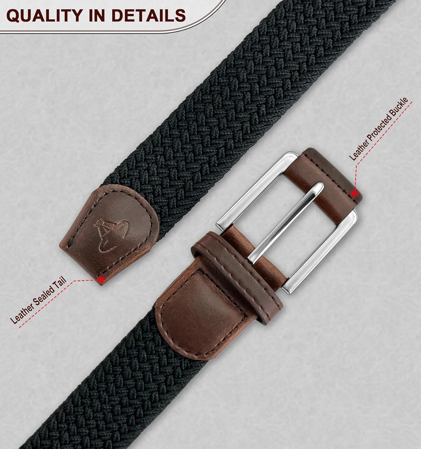 BULLIANT Belt for Men 2Pack,Mens Gift Stretch Braided Web Belt Elastic for Casual Golf Jeans,1 3/8" - Image 6