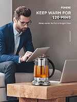 FOHERE Üveg Vízforraló Hőmérsékletes 40-100°C 2200W Teafőző Infúzióval 1,7L Ezüst 9