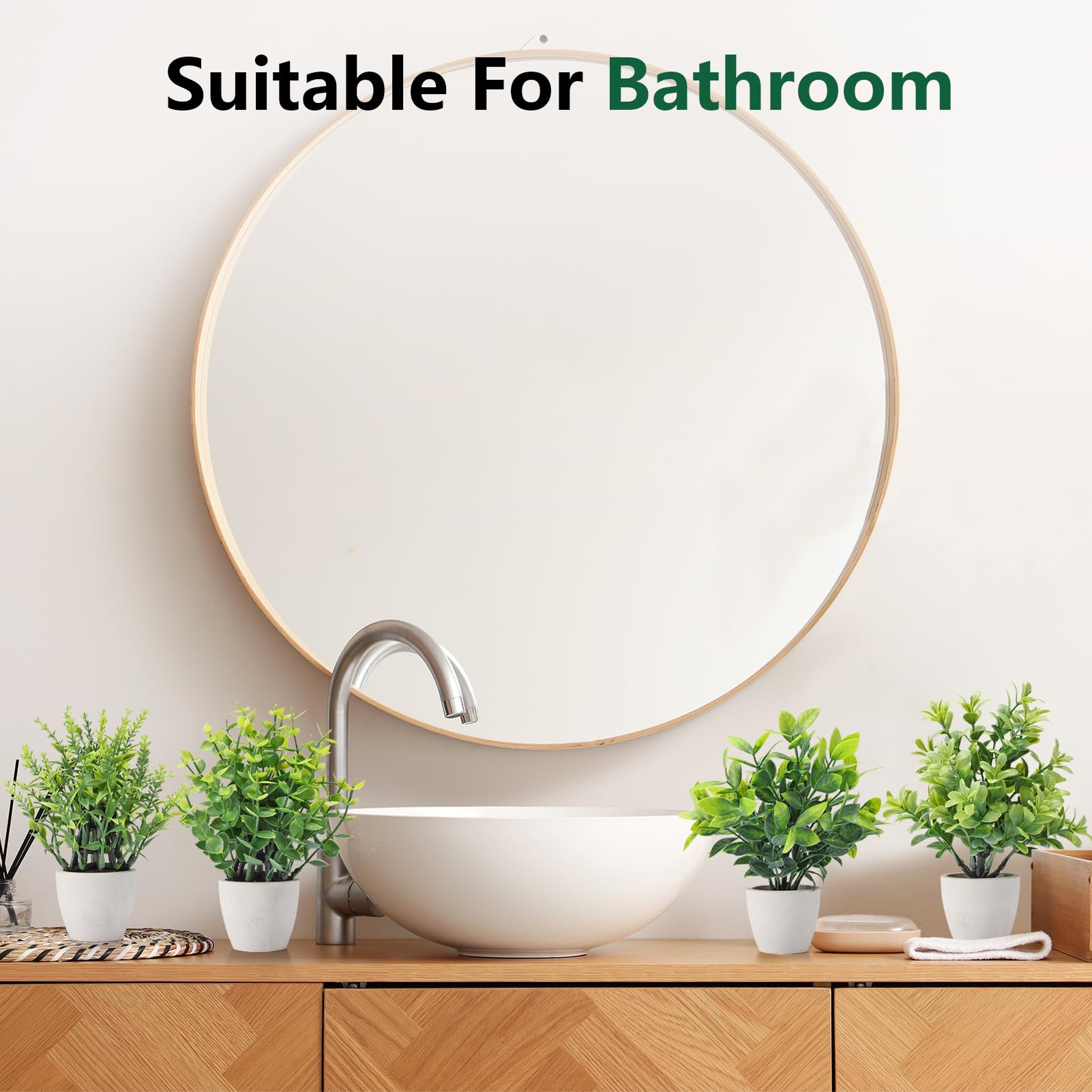 FAVOWREATH Paquete de 4 Plantas Falsas de cerámica, Mini Plantas Artificiales en Maceta para decoración del hogar, Oficina, decoración de habitación, decoración de Granja, decoración de Mesa de