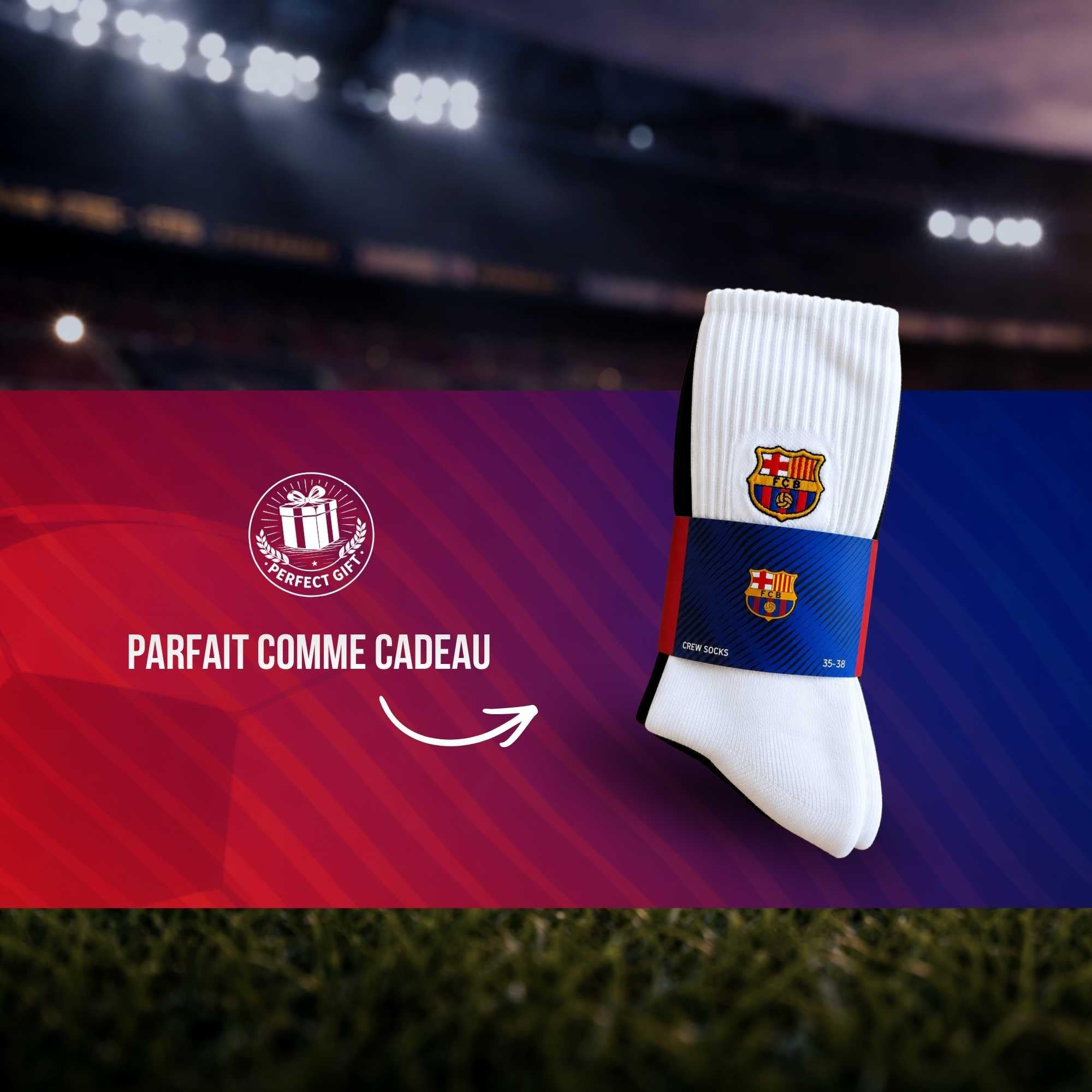 Chaussettes FC Barcelone unisexes, lot de 5 – Produit sous licence officielle | Lot de chaussettes de tennis | Cadeau pour les fans