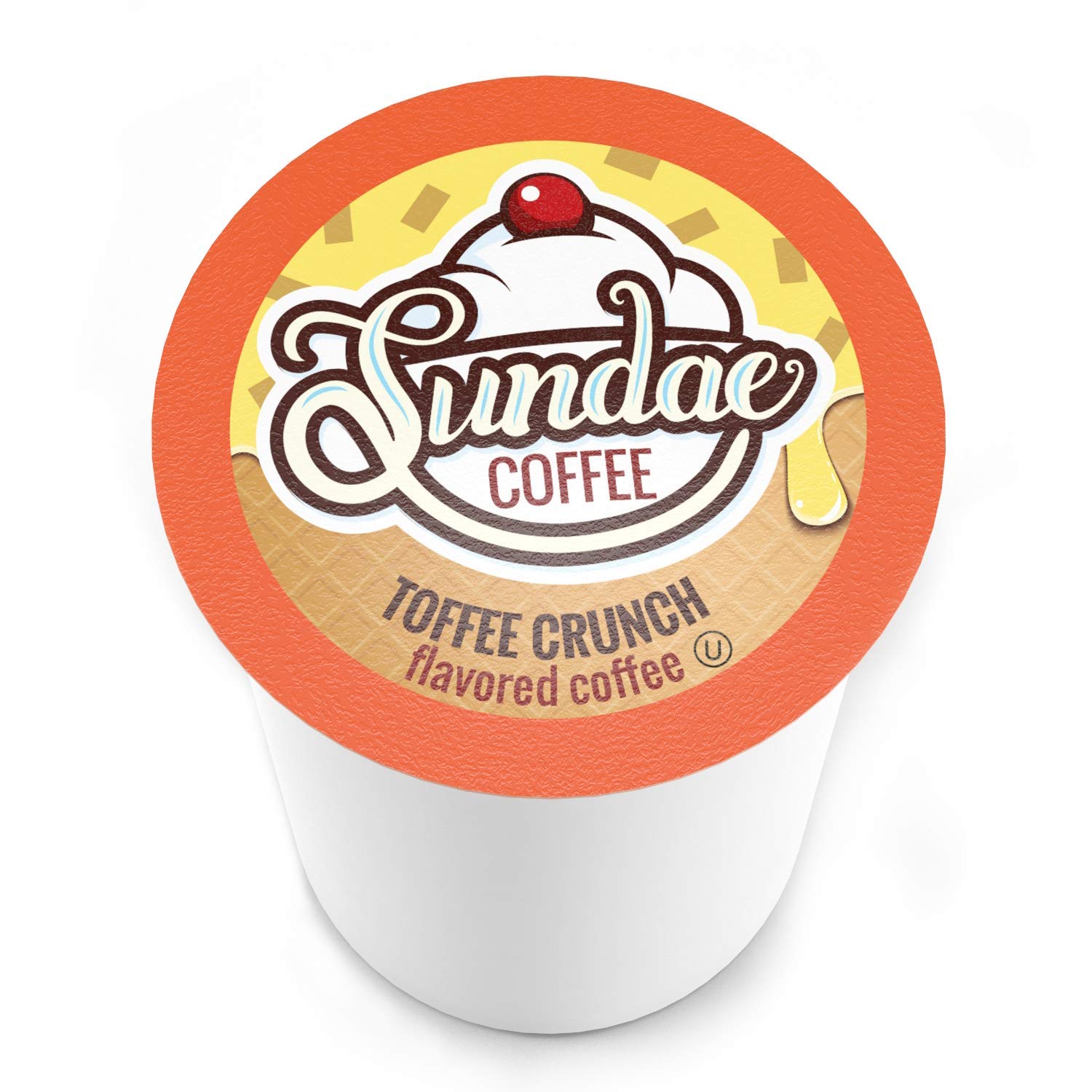 Sundae Ice Cream Flavored Coffee Pods, Compatible with 2.0 Keurig K-Cup Brewer, (Toffee Crunch) 48 Count
