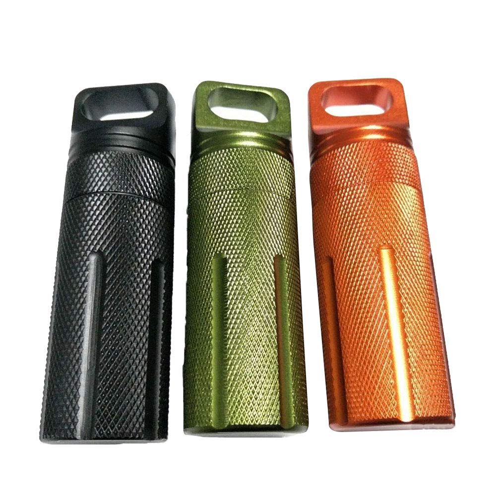 3 Stück Wasserdichte Aluminiumlegierung Mini Schlüsselanhänger Dose Langlebige Alltags Aufbewahrung für Medikamente Wasserfeste Einzelhülle mit Schlüsselanhänger Zufällige Farbe