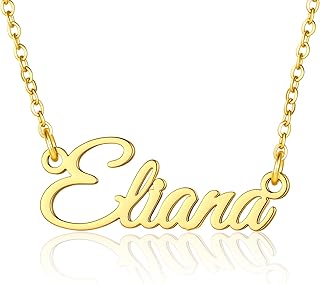 Custom Name Necklace - Personalized Stainless Steel Name Necklace Dainty Gold Name Plate Necklaces for Women Girls Personalized Gifts Birthday Gifts