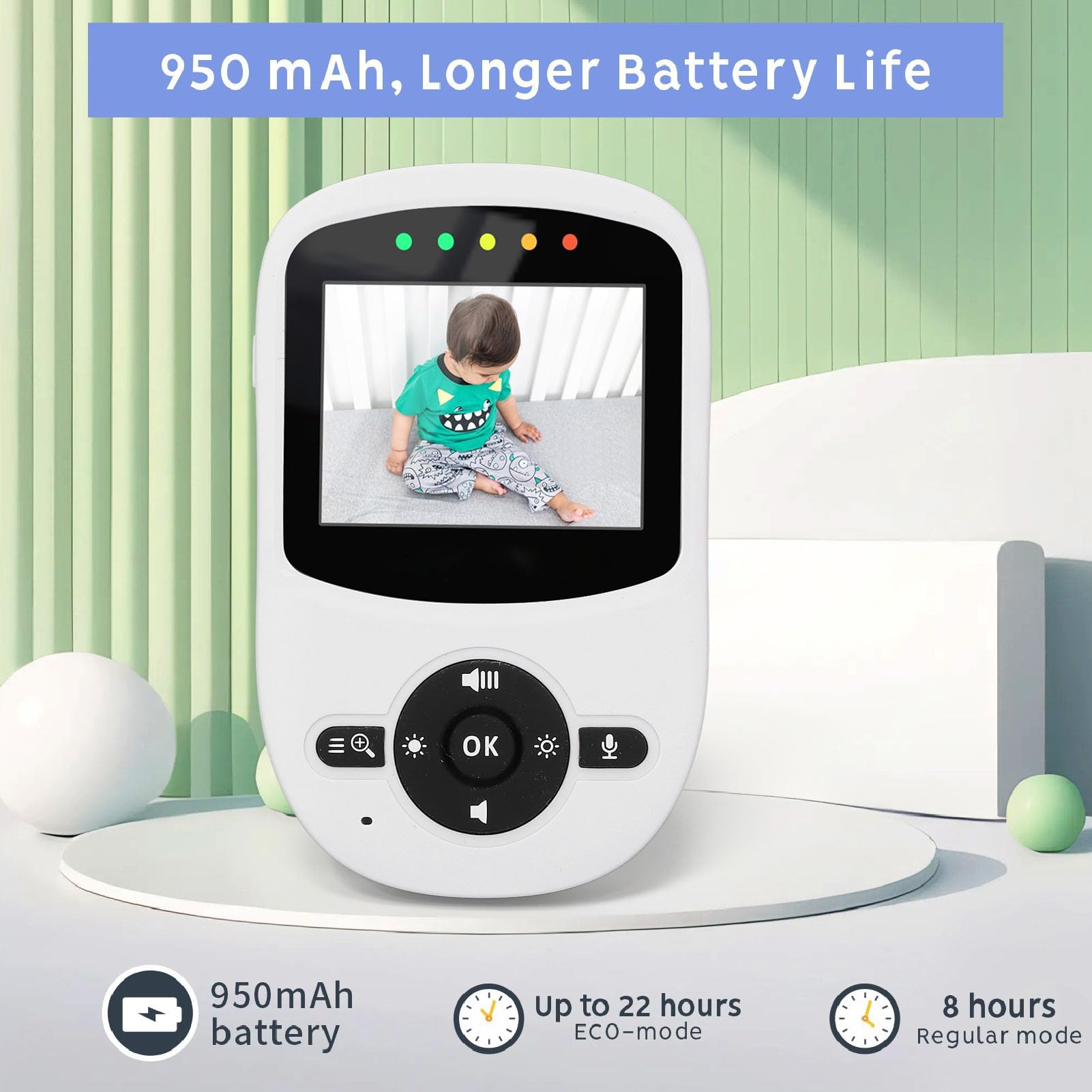 Fyearfly Caméra de Soins pour bébé + Kit Vidéo, Caméra D'affichage à Distance pour Enfants et Audio Écran Couleur 2,4 Pouces 2,4 GHz FHSS Vision Nocturne Détection de Mouvement Capteur de