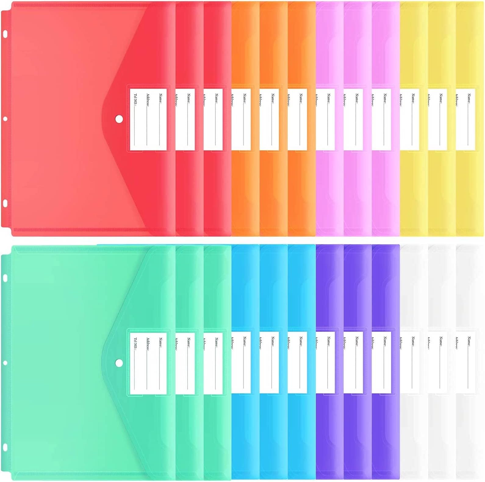 EOOUT 24pcs Binder Pocket, Clear Binder Folders for 3 Ring Binder