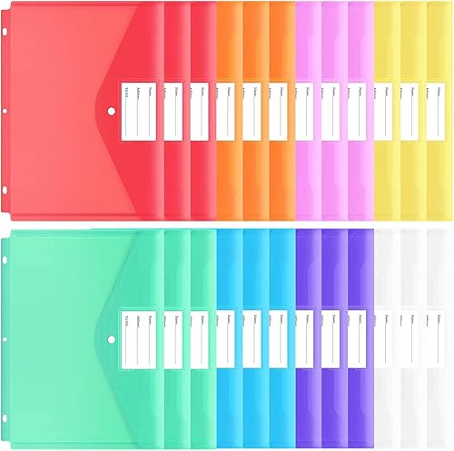 EOOUT 24 carpetas para carpeta, bolsillo para carpeta de 3 anillos, carpeta organizadora de archivos, tamaño carta, bolsa de botón a presión con