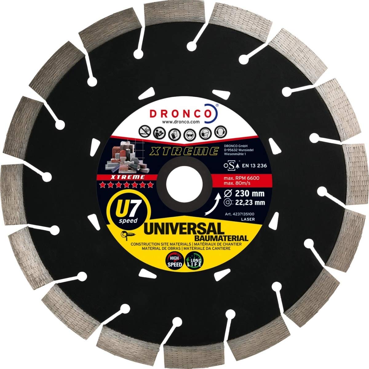 Disque à tronçonner diamanté 350mm Ronco Xtreme U7 pour scie thermique et dalle béton