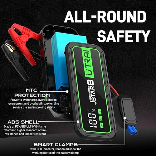 Miniatura 7 de UTRAI Arrancador de salto 5000A 150PSI con compresor de aire Plus UTRAI 6000A 20000mAh 18W Tipo C Jump Box