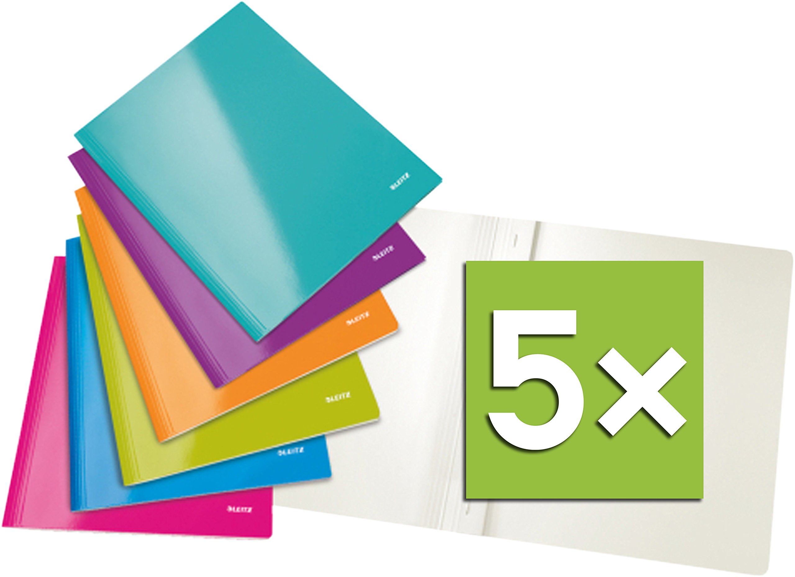 Esselte Leitz Wow Schnellhefter für DIN A4, Karton (A4-5 Packungen, Sortiert)