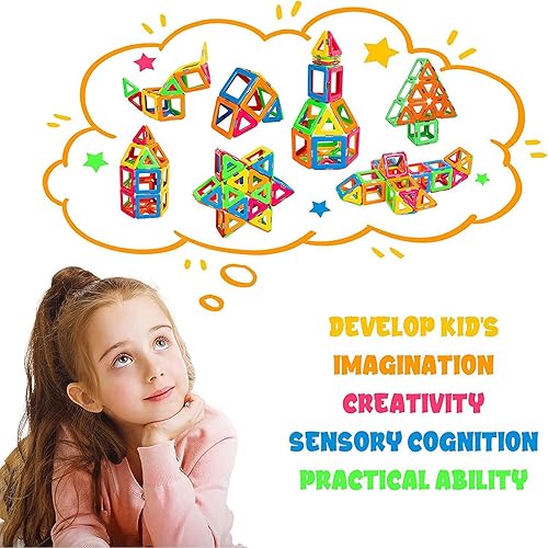 Miniatura 5 de lonfypeng Juego básico de 50 bloques magnéticos, juguetes STEM para niñas de 3, 4, 5, 6, 7 años, azulejos magnéticos, juguetes educativos magnéticos