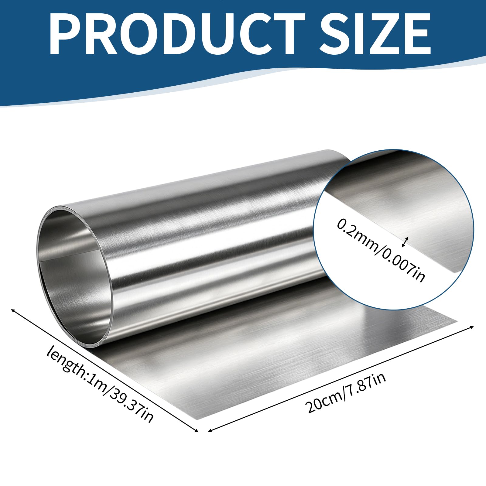 Blacha cienka ze stali nierdzewnej 304, 0,2 x 200 x 1000 mm, blacha ze stali nierdzewnej, blacha metalowa, do cięcia, spawania, grawerowania, majsterkowania