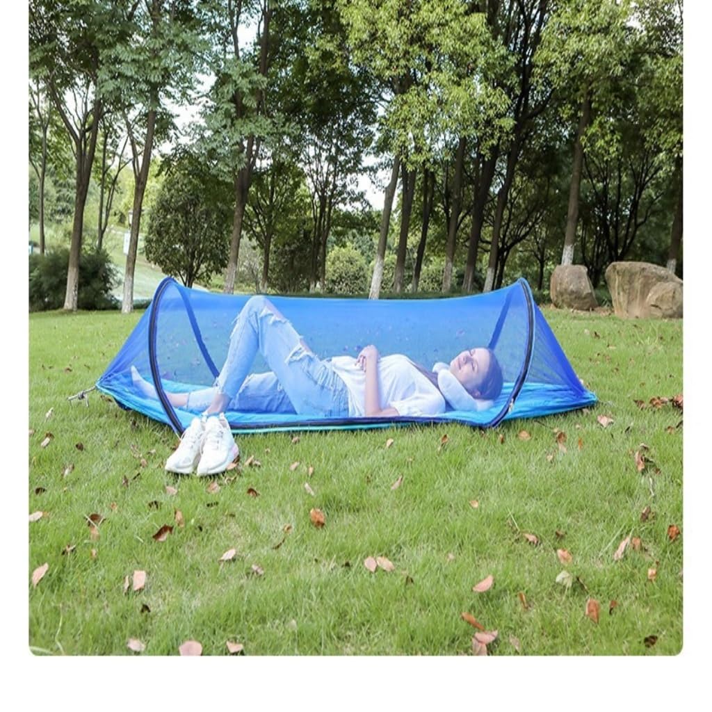 Amaca da campeggio con apertura rapida, zanzariera integrata e anti-ribaltamento, perfetta per viaggi e relax.