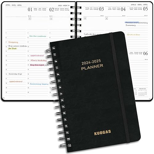 Agenda 2024 2025 Semainier, Planner Vertical Scolaire 17 Mois D'août 2024 à déc 2025 avec Couverture Souple Spirale