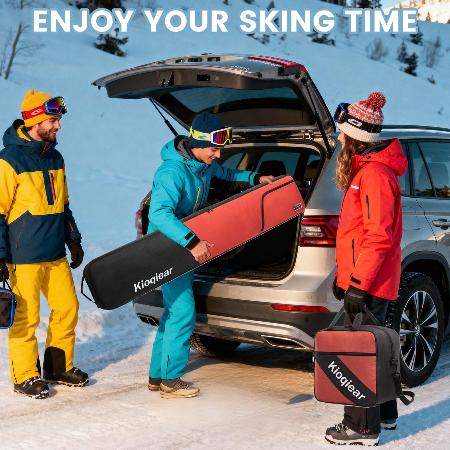 Combo acolchado para snowboard y botas, perfecto para snowboard de hasta 165 cm y botas de hasta la talla 13, incluye 1 bolsa acolchada de snowboard y 1 bolsa acolchada para botas. (rojo)