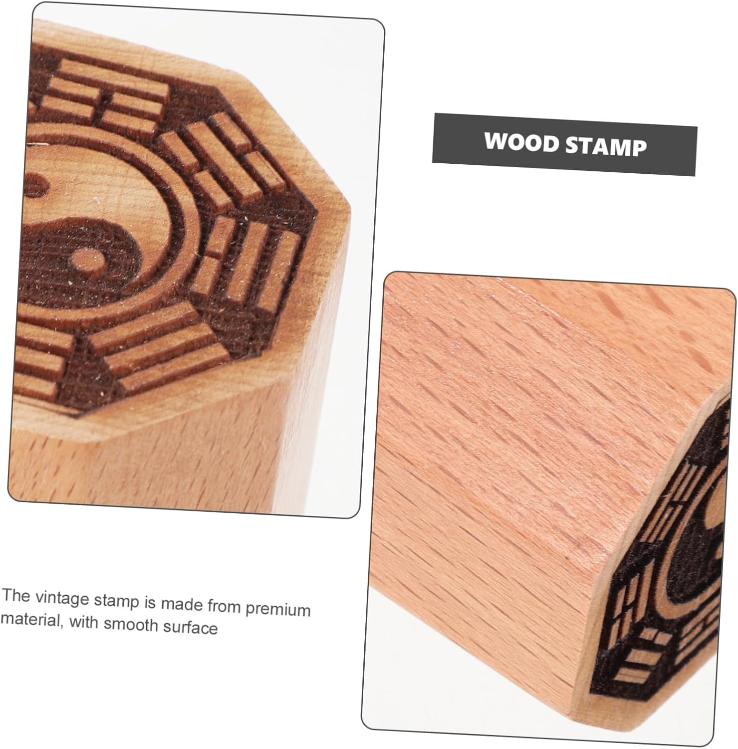 2pcs Vintage Taoist Wood Stampers Authentic Chinese Traditional Seals for Cultural Decoration Compact Bagua Design for and Feng Shui Enthusiasts