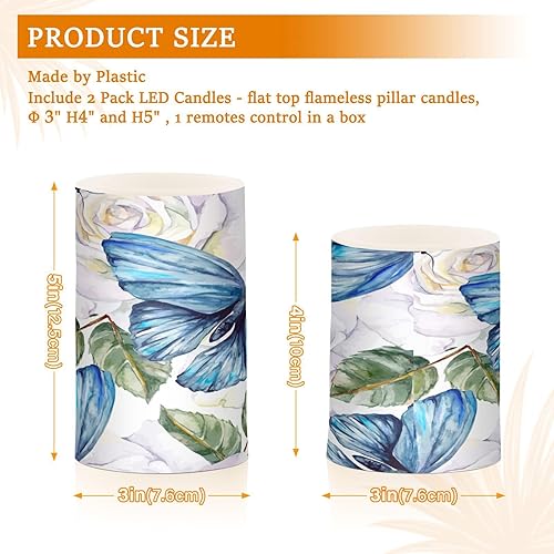 Miniatura 3 de Butterfly White Roses Flameless Candles Battery Operated Candles with Remote LED Candles Flickering Tea Lights Electric Candles with Timer for Table