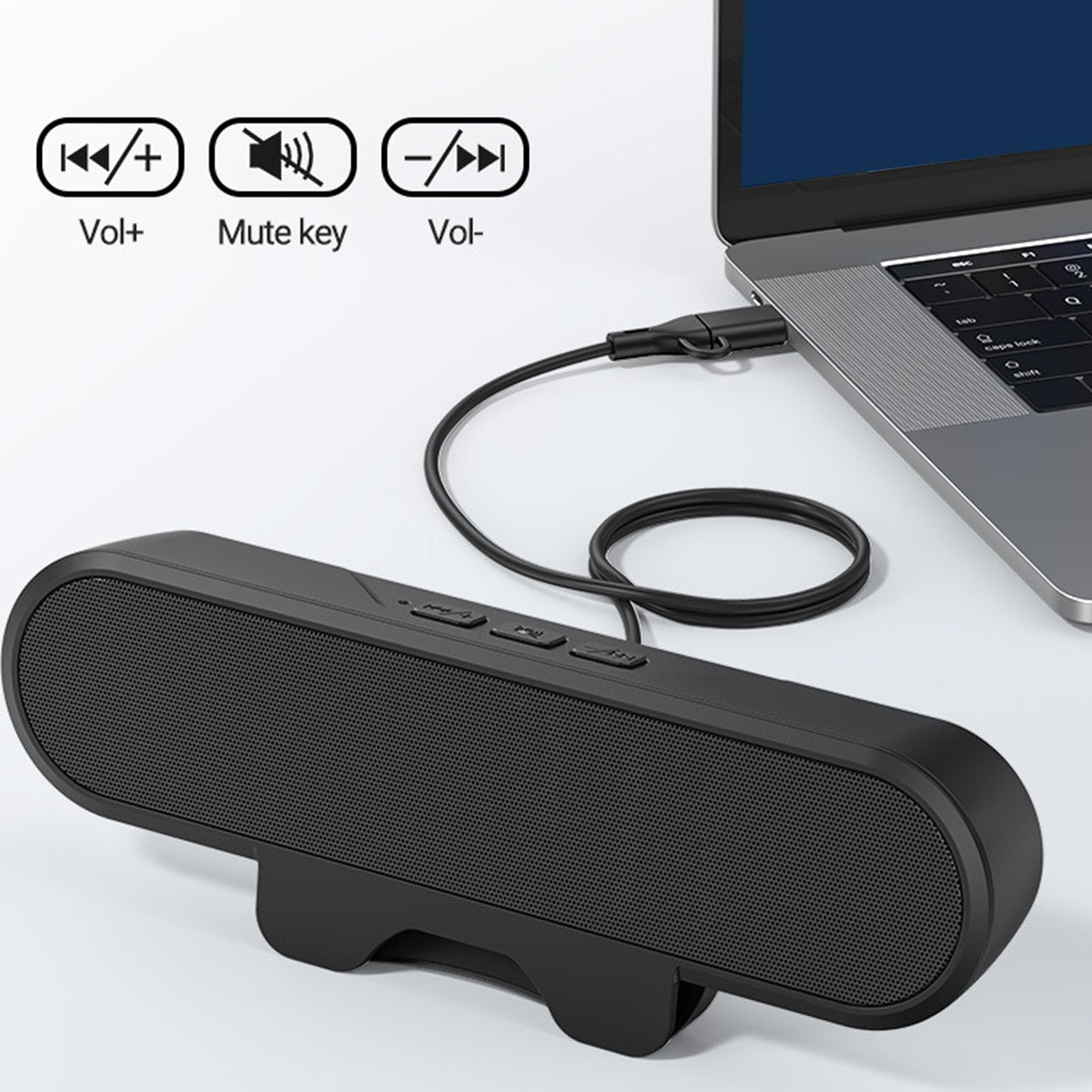 Altoparlanti per Computer per PC Desktop, Altoparlanti a Loud Sound Monitor Controllo del Volume Facilmente per i Monitor, con Adattatore da USB a USB