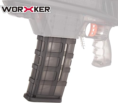 Miniatura 6 de WORKER 12 dardos cortos estilo Magpul Stefan Magazine Clip de recarga rápida para juguete modificado Nerf (negro transparente)