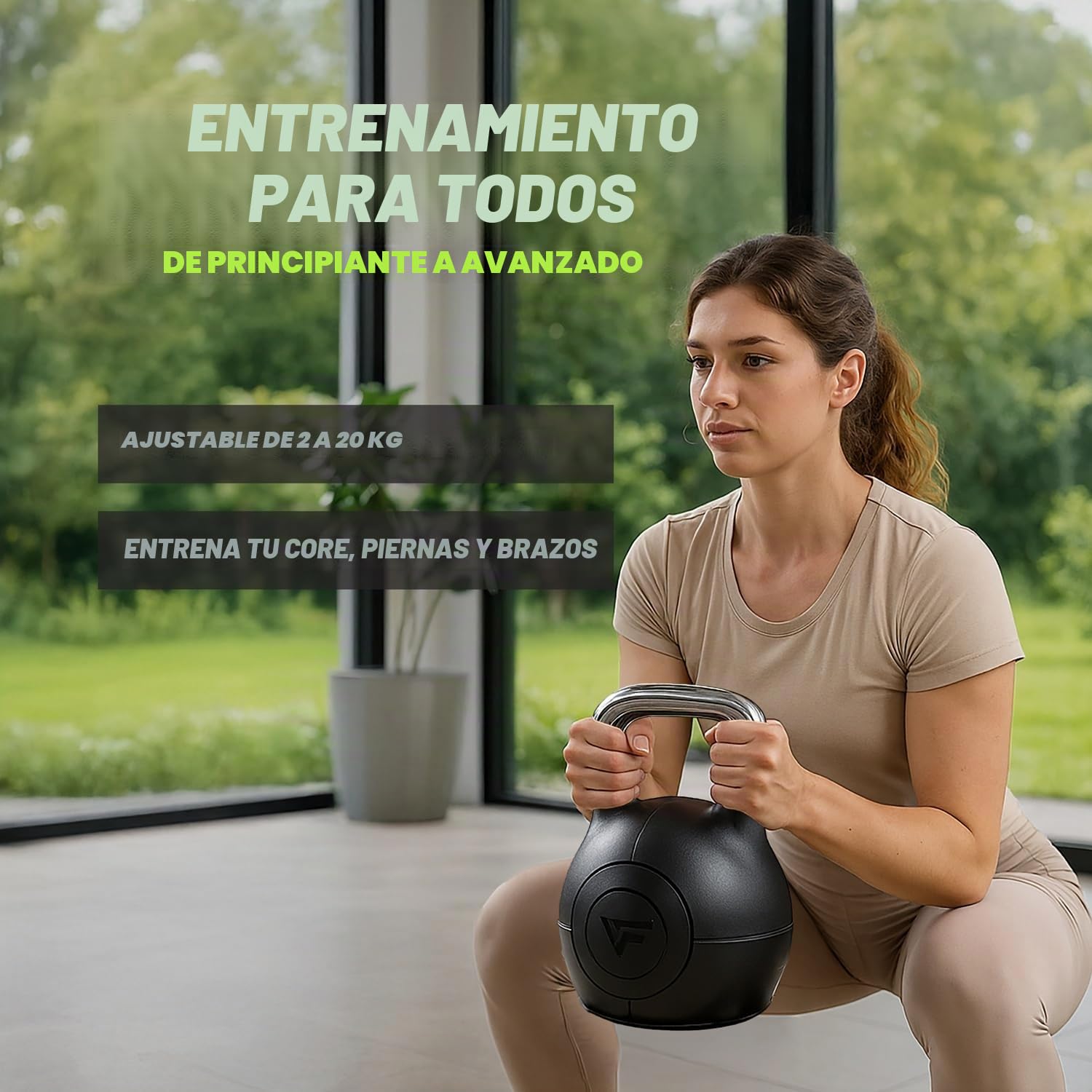 VirtuFit Pesa rusa ajustable 2/20 kg | Construcción de acero resistente | Entrenamiento funcional, crossfit y deportes de fuerza | Mango ergonómico | Negro