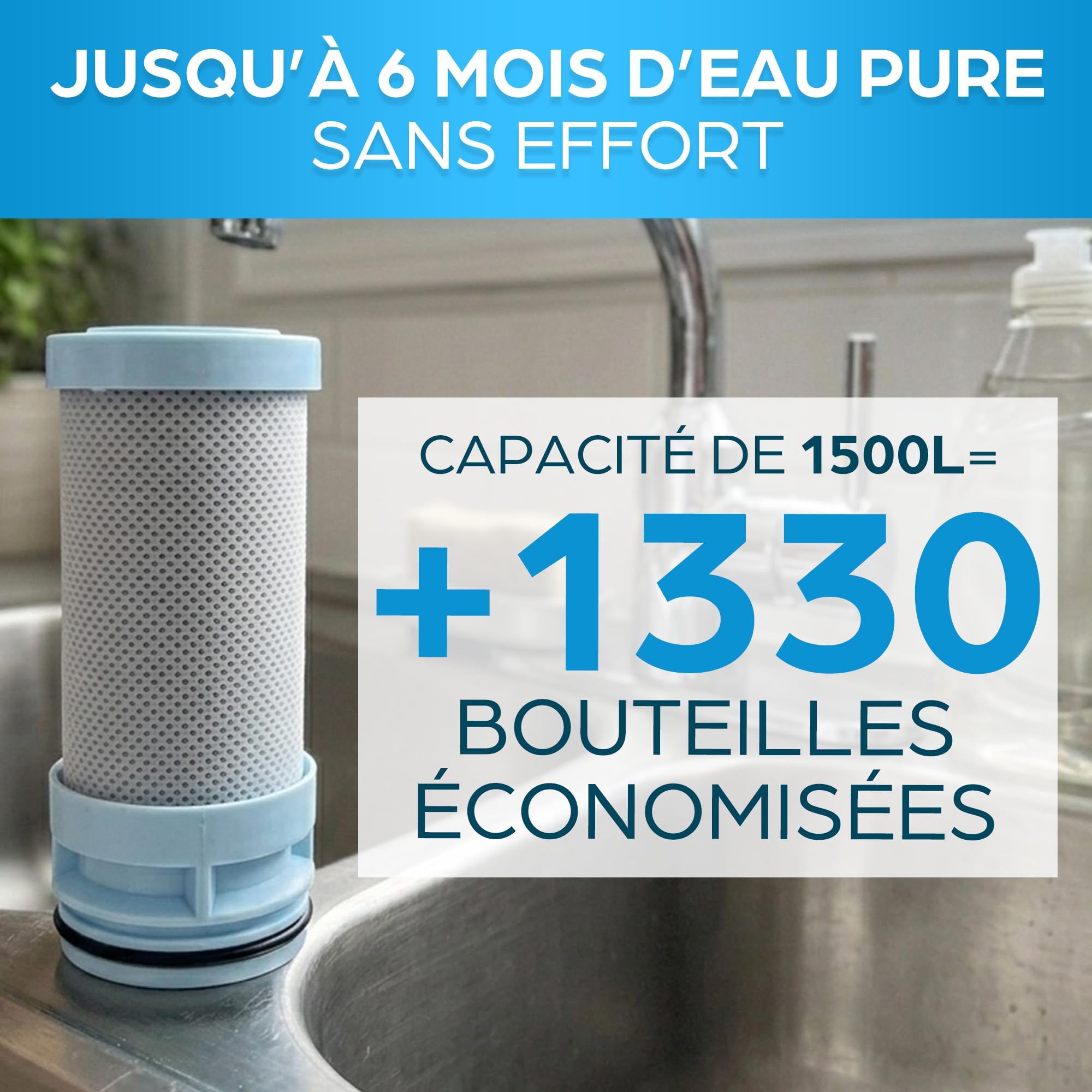ORINKO Filtre à Eau pour Robinet Universel – Filtre Anti Calcaire, Chlore et Plomb - Purificateur d’Eau Potable 2L/min avec Cartouche Remplaçable – Système De Filtration à Charbon Actif pour Cuisine
