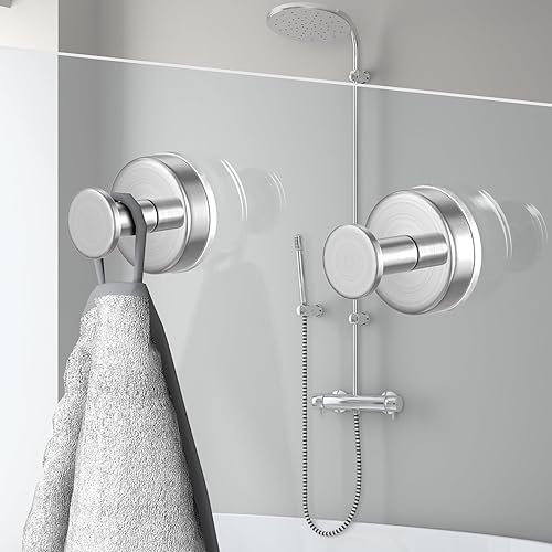 Miniatura 10 de PMMASTO Ganchos autoadhesivos para toallas, ganchos adhesivos resistentes para colgar abrigos de pared para colgar ganchos de ducha (plata, 6