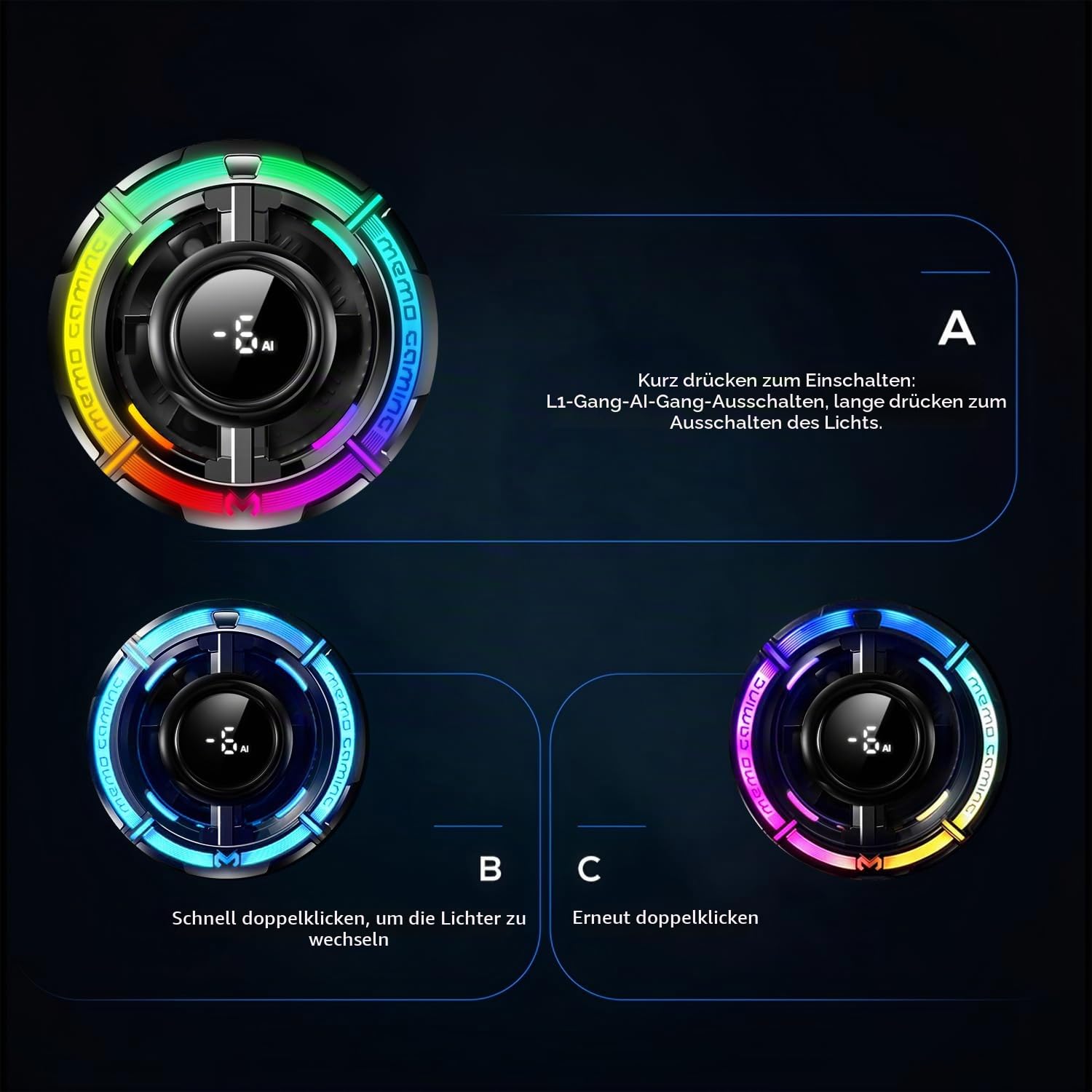 Magnetischer Handy-Kühler für Gaming, Handy-iPhone-Ventilator für heißes Wetter, tragbarer RGB-Handyhülle, Ventilador para Telefono iPad, halten Sie das Telefon kühl, für iPhone/Android-Serie