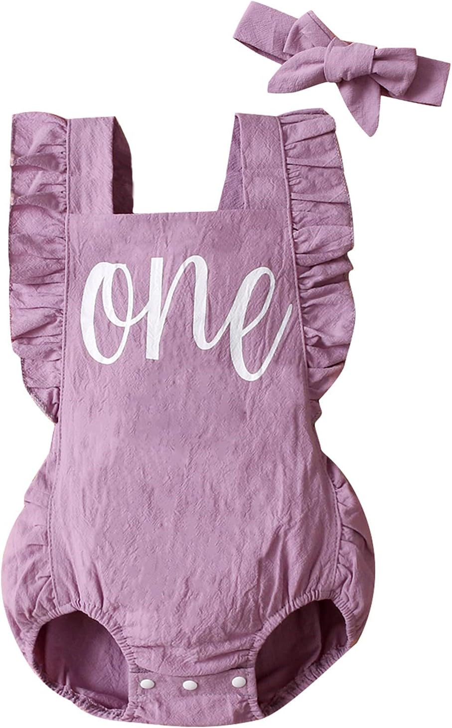 Shalofer Baby Girl First Birthday Outfit 1st Birthday Bodysuit with Headband