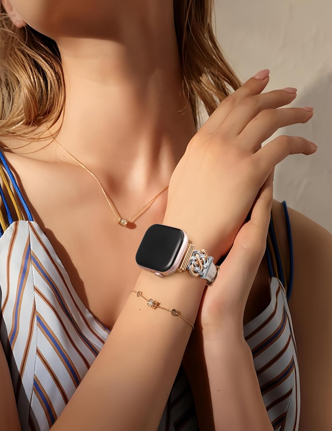 Minyee Celtic Knot Leather Band Compatible with Apple Watch Band 41/40/38/44/45/46/49/42mm Women, Slim Thin Dressy Premium Leather Adjustable Strap for iWatch Series 11 10 9 8 7 6 5 4 SE/Ultra 3 2 1 - Image 6