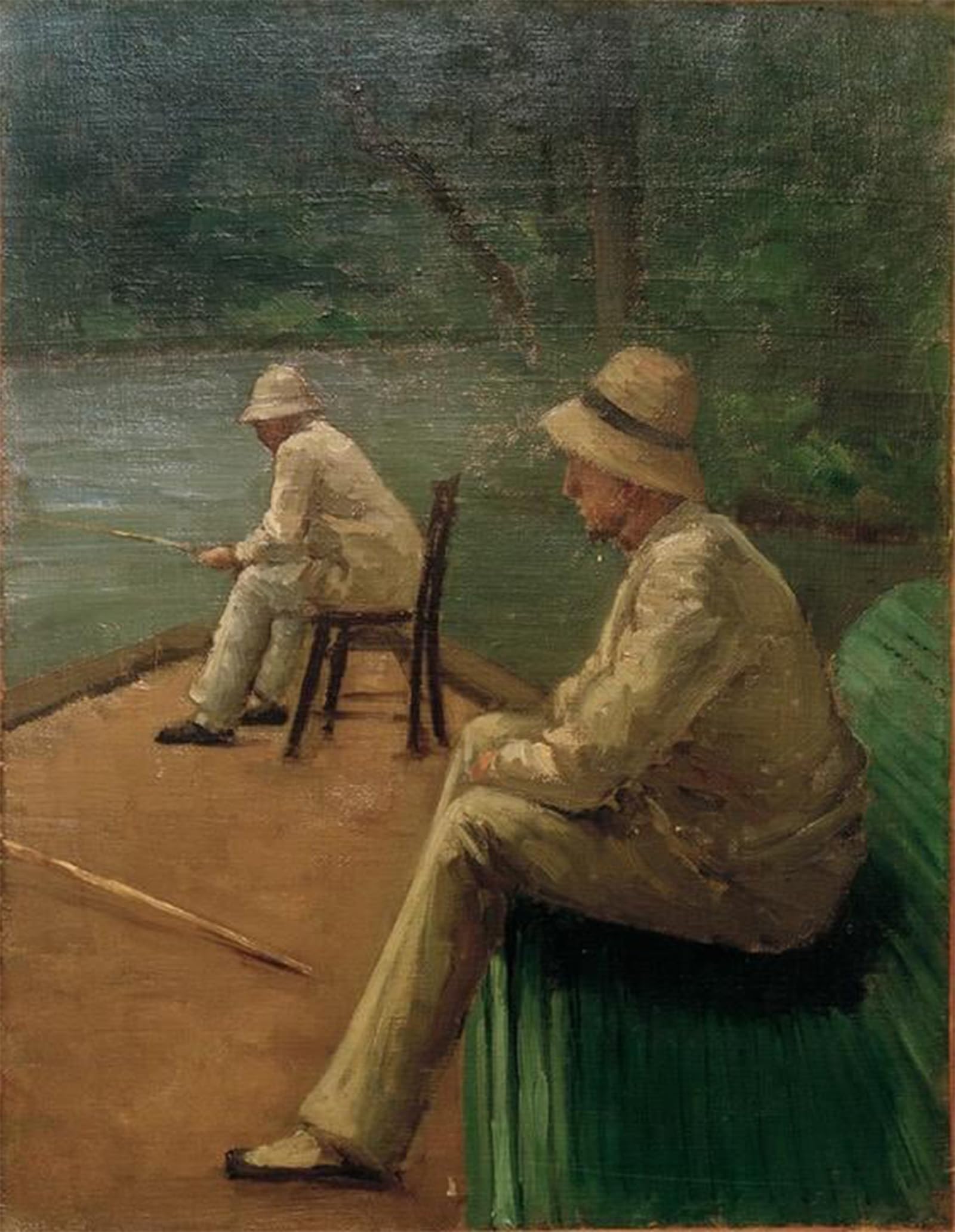 SERENDIPITP Vintage Picture Print on Canvas Wall Art Poster Fishermen on the banks of the Yerres by Gustave Caillebotte Artwork Print Poster for Wall Decor 60x90cm