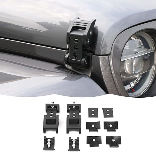 Juego de pestillos de capó de aleación de aluminio de acero inoxidable para Jeep Wrangler JK JKU JL JLU y Gladiator JT 2007-2024, color negro