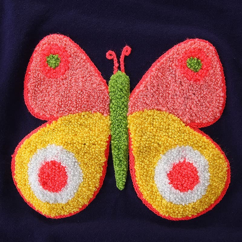 Kids Boys Girls T-Shirt Long Sleeve Butterfly Embroidery Pullover Tops in Deep Blue for 2 to 7 Years Old3
