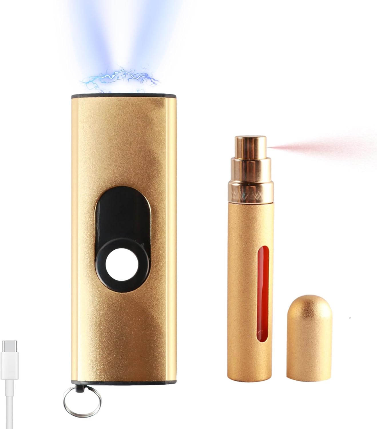 2 in 1 MagiUSA Extremely-Transportable Stun Gun Flashlight & Lipstick Pepper Spray for Ladies-Compact Self Protection Tazer Keychain Design Non-Deadly Private Safety Secure & Highly effective Protection Instrument Rechargeable