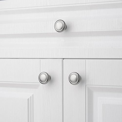 Miniatura 5 de YCSJ Paquete de 10 pomos redondos de níquel cepillado para gabinetes de cocina, perillas de níquel de 1-15 pulgadas de diámetro para gabinetes,