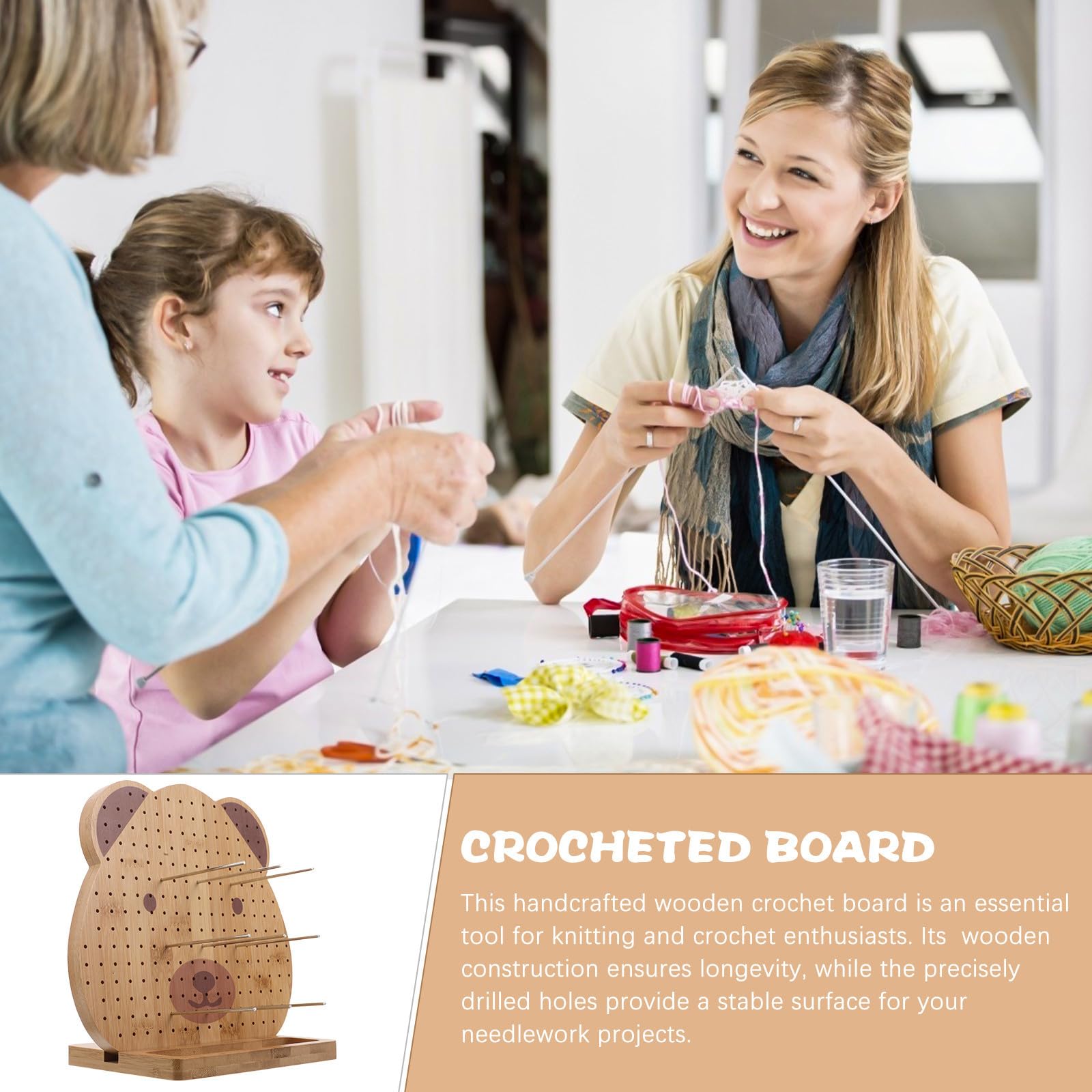 PRETYZOOM Tabla de Madera Robusta para Tejer Proyectos de Crochet y Ganchillo con Agujas y Marcador, Adecuado para Principiantes y Expertos en Labores de Tejido
