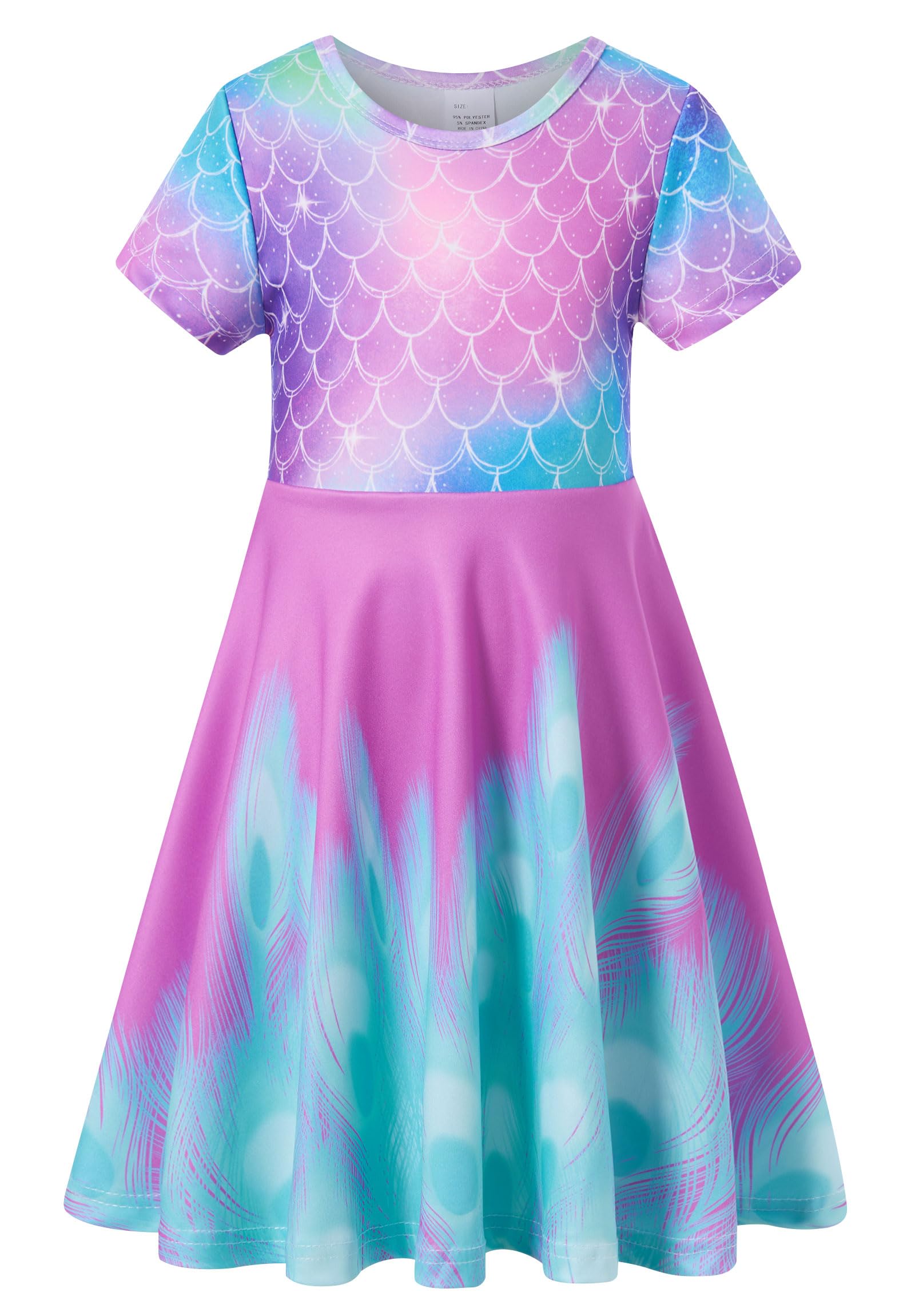 RAISEVERN Toddler Girls Dresses Short Sleeve Casual Midi Sundress 4-9T