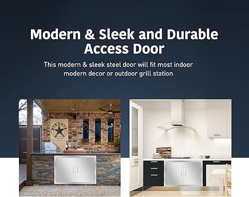 Miniatura 6 de 28 pulgadas de ancho x 19 pulgadas de alto, acero inoxidable 304 de alta calidad, doble panel de isla de barbacoa, puerta de acceso para cocina