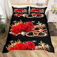 Vista 17 de Erosebridal Juego de funda de edredón para parejas, color rojo y negro, tamaño Queen, Queen of Everything King of What Left Funda de edredón