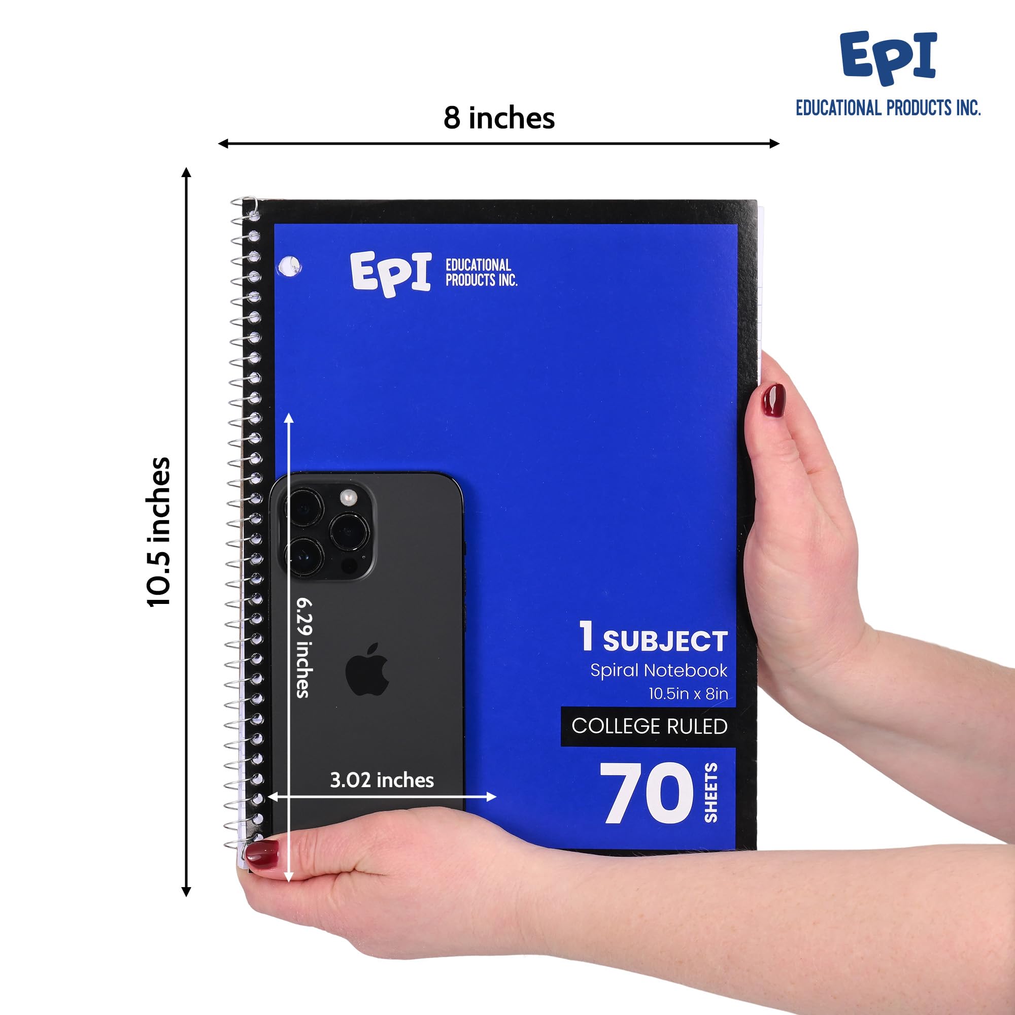 EPI Cuaderno en espiral, 1 materia, papel rayado universitario, 70 hojas, varios colores de cubierta (los colores pueden variar) (3)