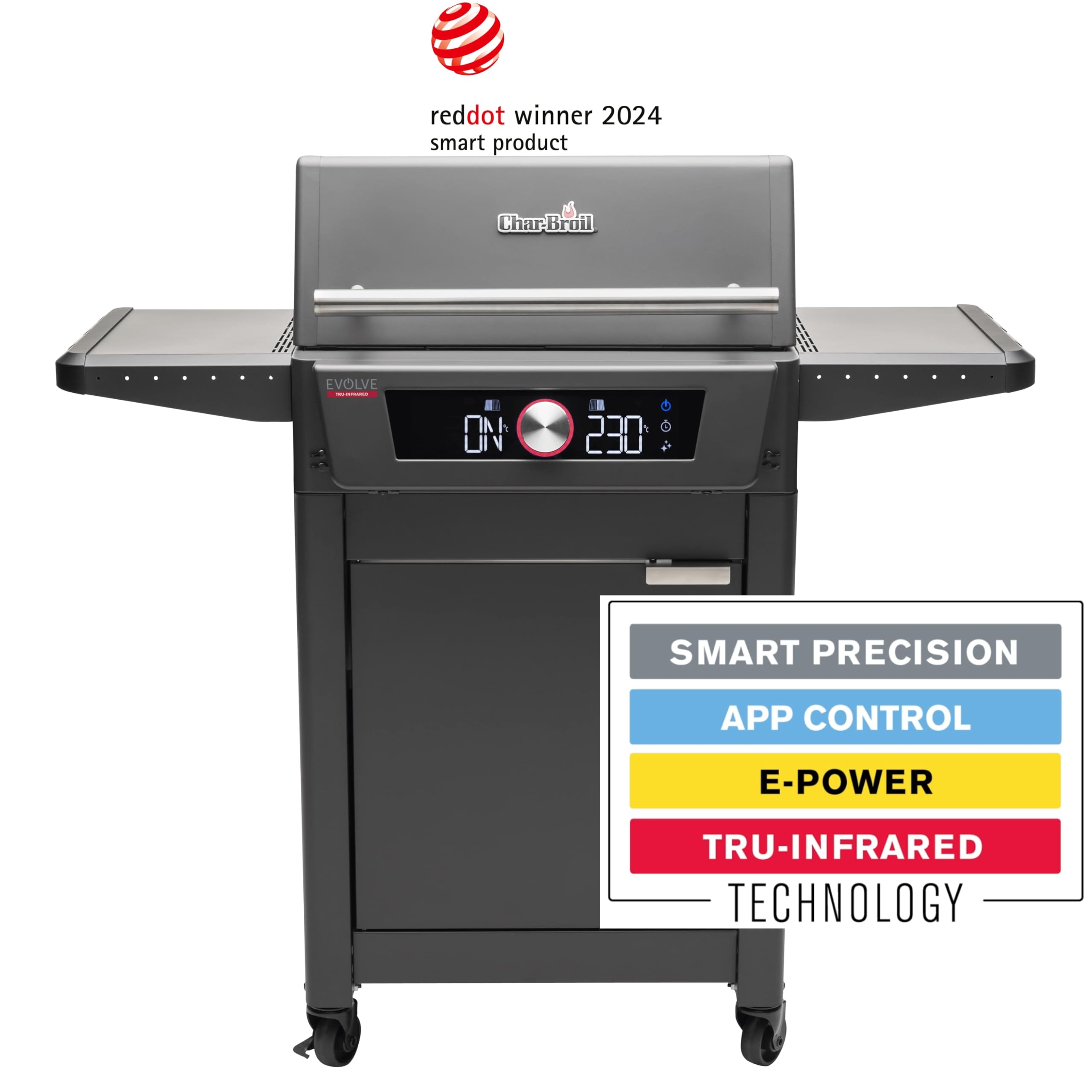 Char-Broil Barbacoa Eléctrico Evolve - Barbacoa con E-Power 90-370°C, control a través de la aplicación, función de limpieza, calor preciso en dos zonas