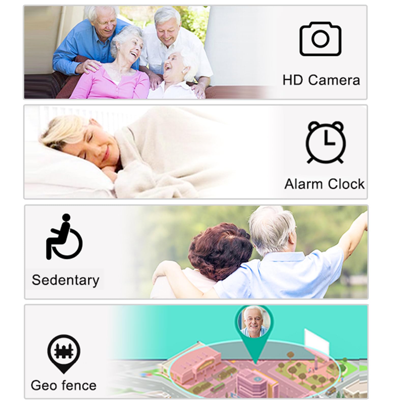 Reloj Emergencia Ancianos, Dispositivos De Alerta De Caídas para Personas Mayores, Reloj Inteligente con Detección De Caídas para Personas Mayores, SOS Boton Emergencia Ancianos