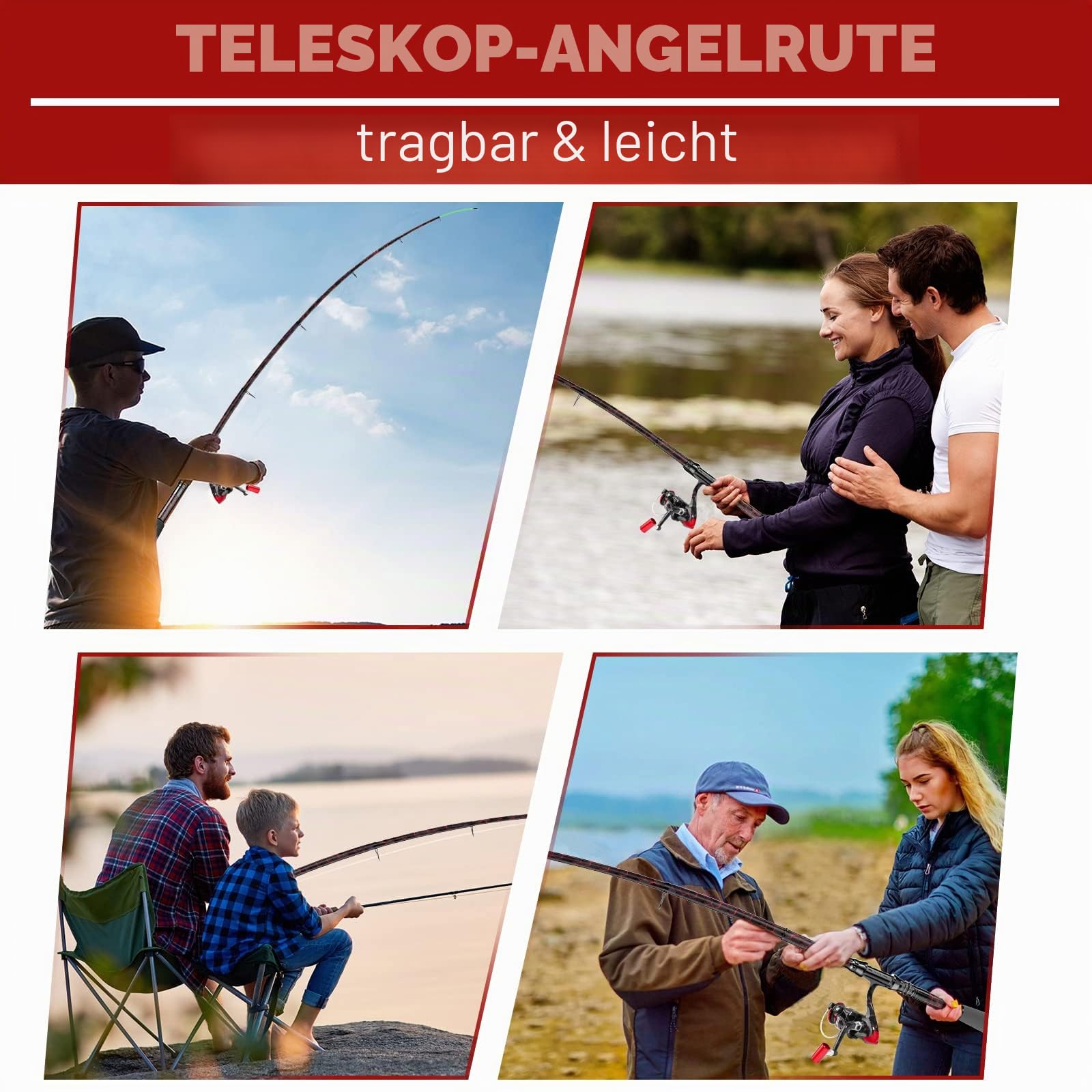 QudraKast Fishing Rod and Reel Combos, Unique Design with X-Warping Painting, Carbon Fiber Telescopic Fishing Rod with Reel Combo Kit with Tackle Box, Best Gift for Fishing Beginner and Angler