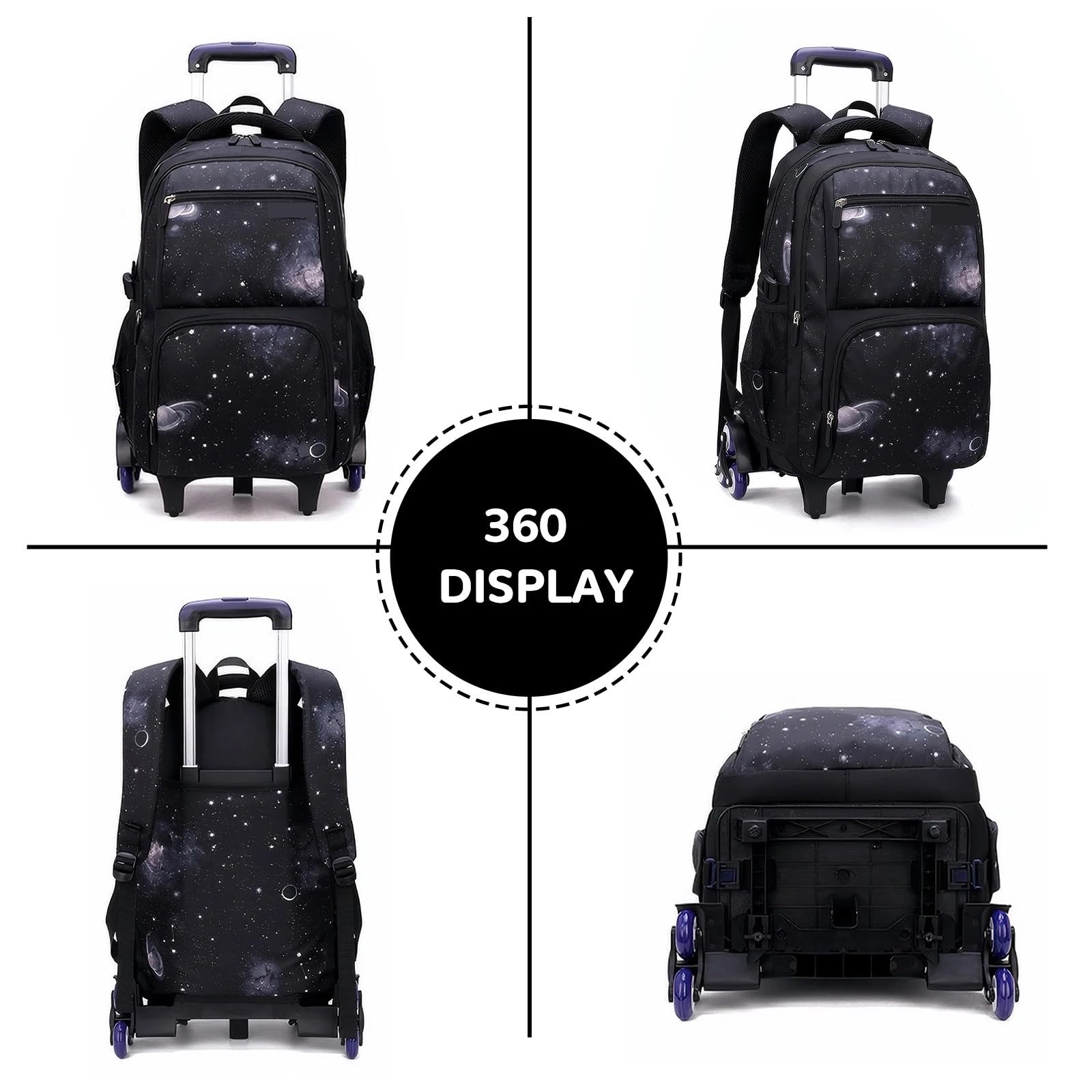 Zaino scolastico con ruote a rotelle for ragazzo 6 Trolley for libri Bagaglio a mano