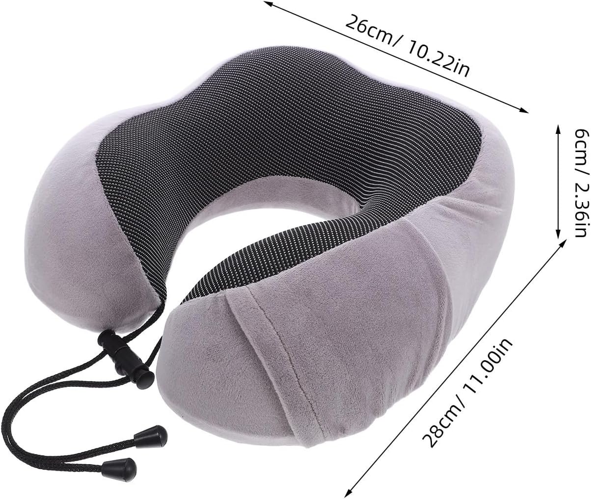 Angoily U Shaped Memory Foam Travel Neck Pillow for Airplane Trips | Velour Cover, Ergonomic Contour, Season Comfort for Long Flights